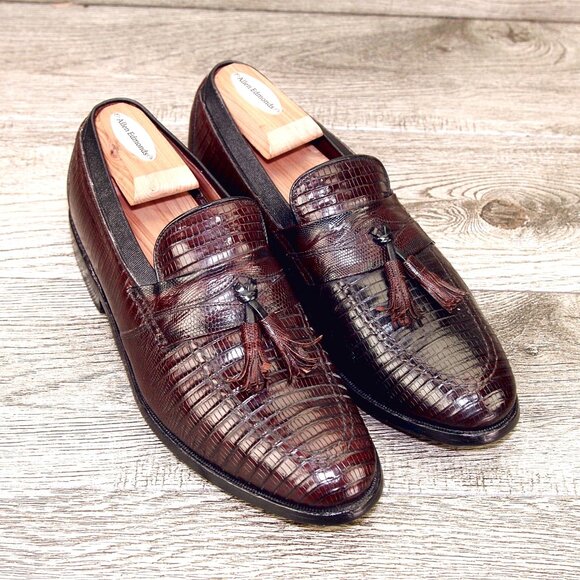 $695 Allen Edmonds CLAYTON Genuine Lizard 7.5 D Brown * add $15 new Trees main image 13